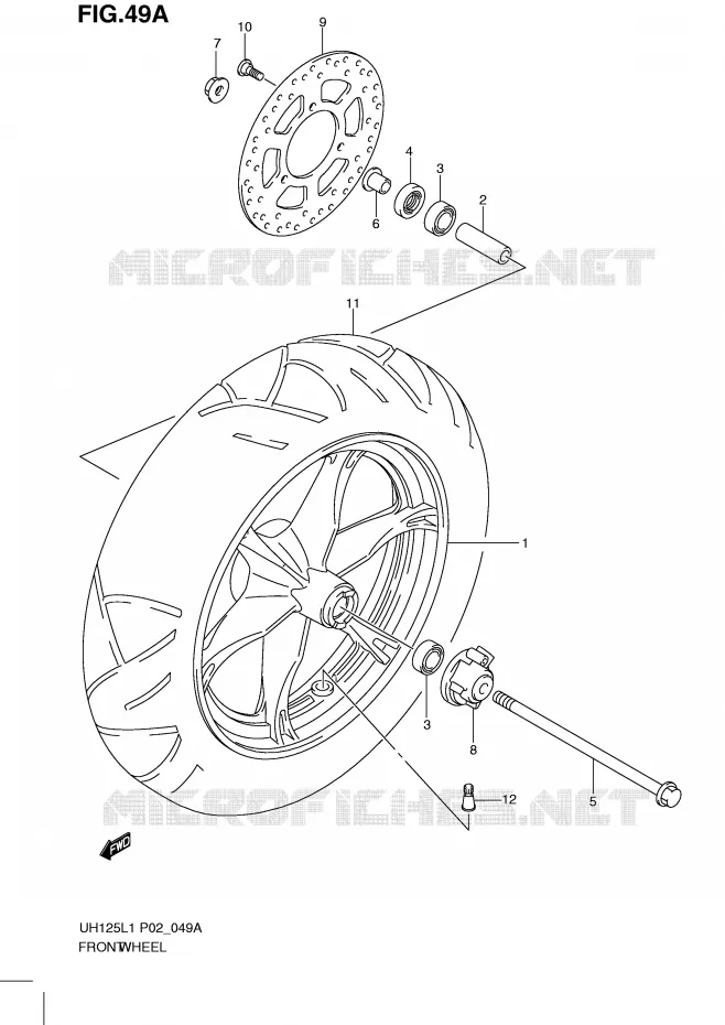FRONT WHEEL (MODEL EXECUTIVE P19 AND RACING P19) Suzuki SCOOTER 125 BURGMAN 2011  UH125L1(P2)