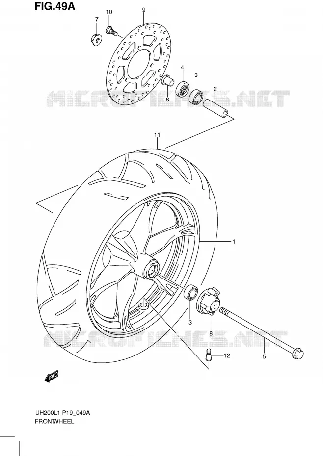 FRONT WHEEL (MODEL  EXECUTIVE P19) Suzuki SCOOTER 200 BURGMAN 2011  UH200GL1(P19)