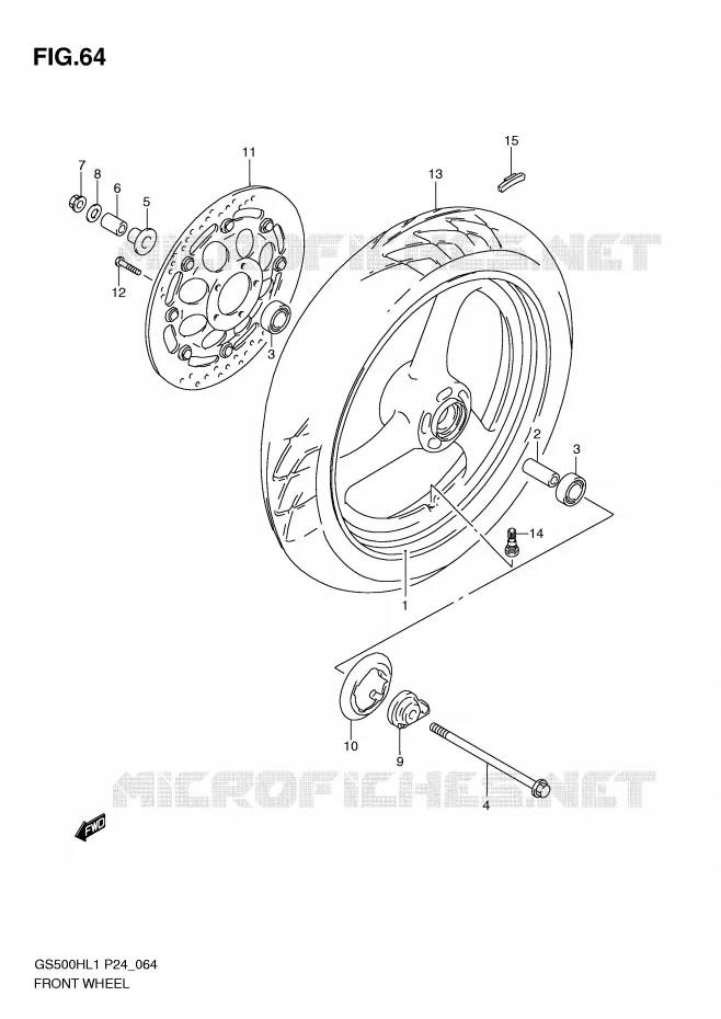 FRONT WHEEL Suzuki MOTO 500 GS-F 2011  GS500FHL1(L1)