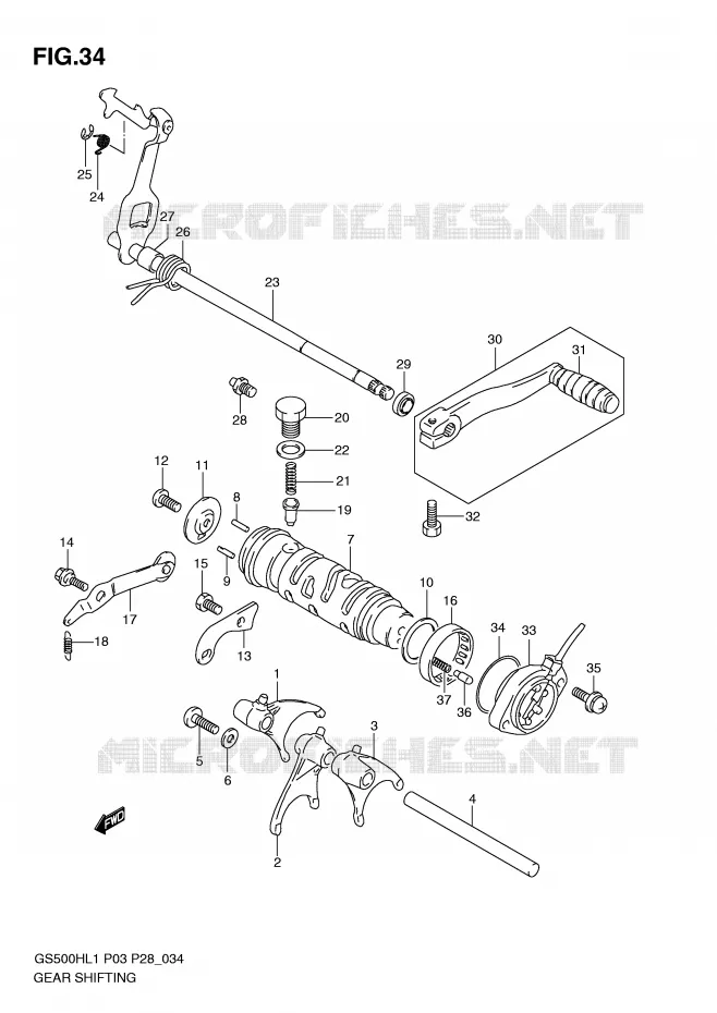 GEAR SHIFTING ASSY Suzuki MOTO 500 GS-F 2011  GS500FHL1(P3)