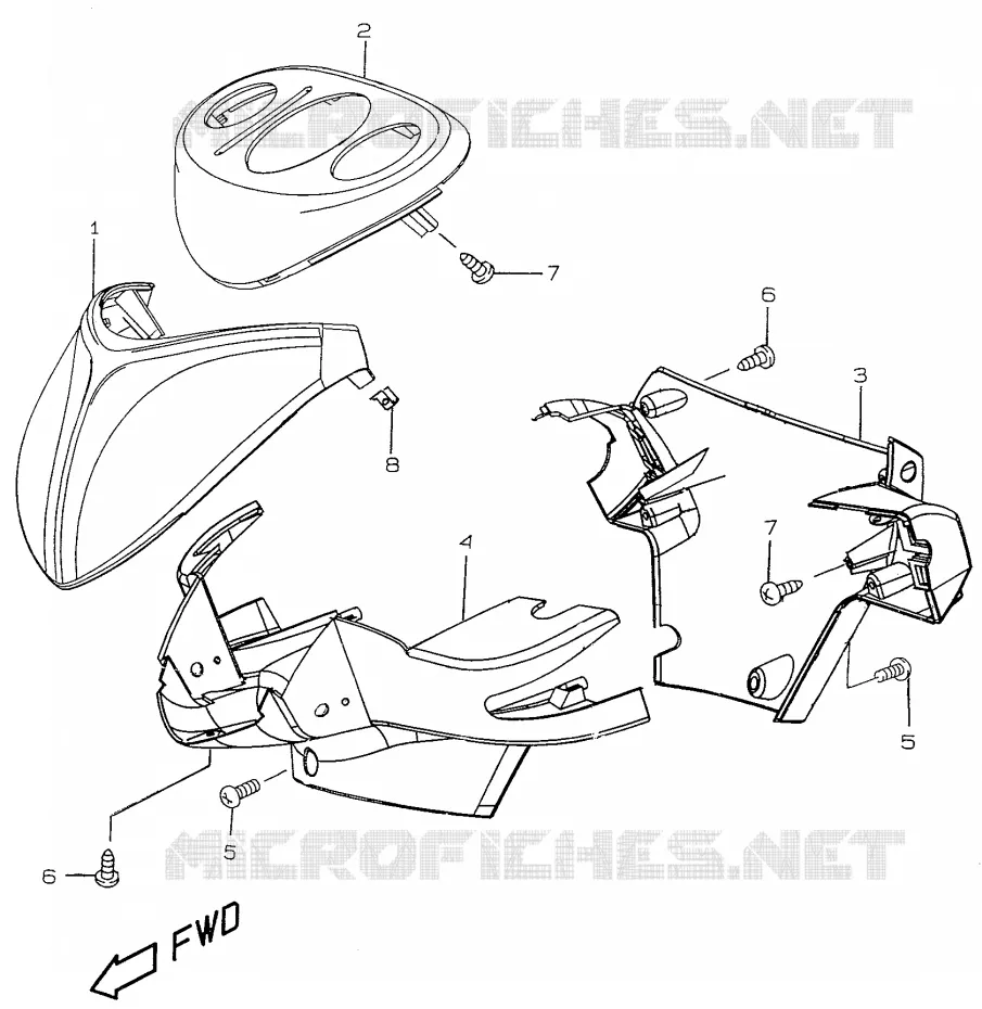 HANDLEBAR FAIRING Suzuki SCOOTER 50 ZILLION 2000  UX50WY