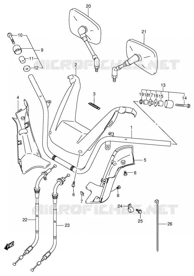 HANDLEBAR (MODEL K1/K2) Suzuki SCOOTER 250 BURGMAN 2001  AN250K1(E2)