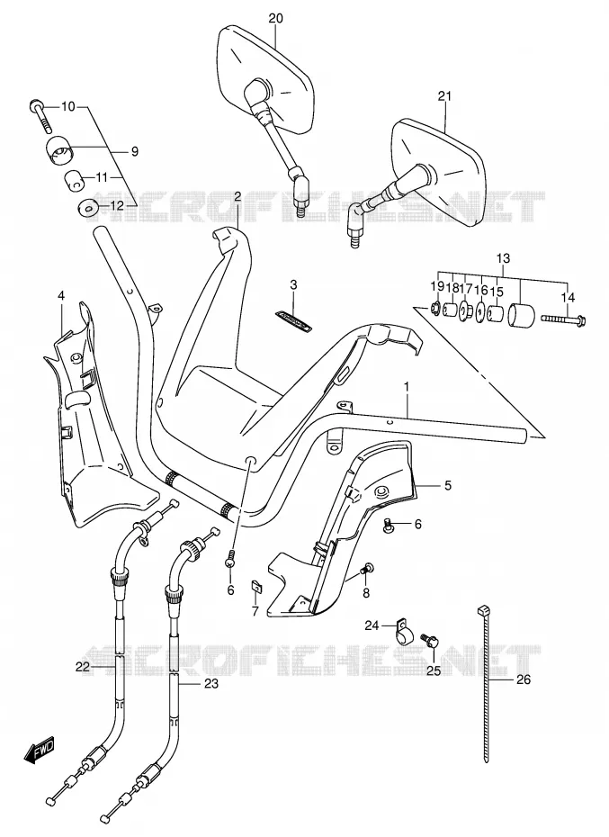 HANDLEBAR (MODEL K1/K2) Suzuki SCOOTER 400 BURGMAN 2000  AN400Y(E2)