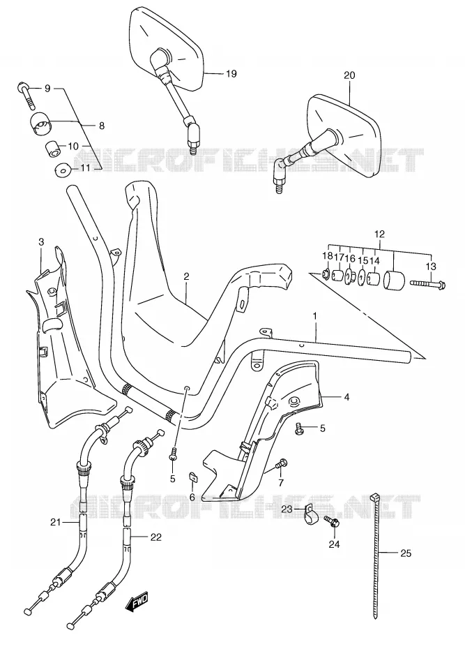 HANDLEBAR (MODEL W/X) Suzuki SCOOTER 250 BURGMAN 1999  AN250X(E2)