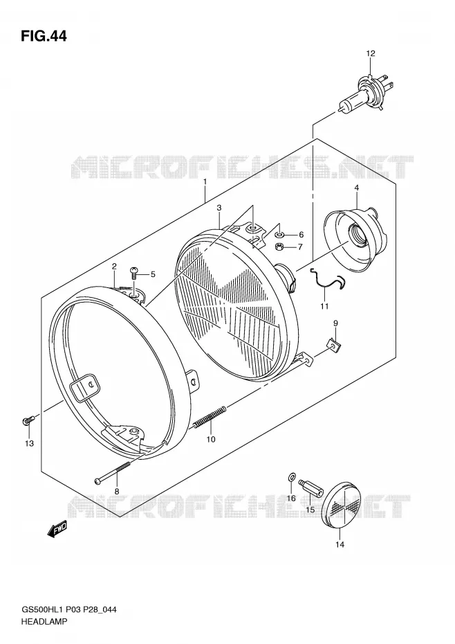 HEADLIGHT (GS500H P28) Suzuki MOTO 500 GS-F 2011  GS500FHL1(P3)