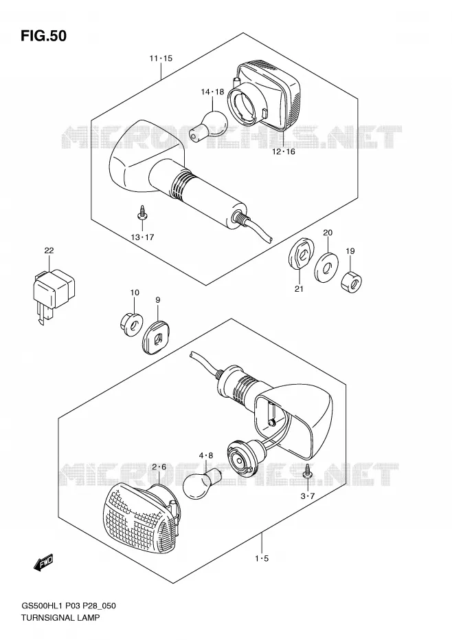 INDICATORS (GS500FH P28) Suzuki MOTO 500 GS-F 2011  GS500FHL1(P3)