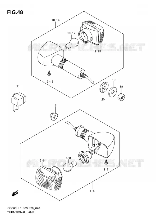INDICATORS (GS500H P28) Suzuki MOTO 500 GS-F 2011  GS500FHL1(P3)