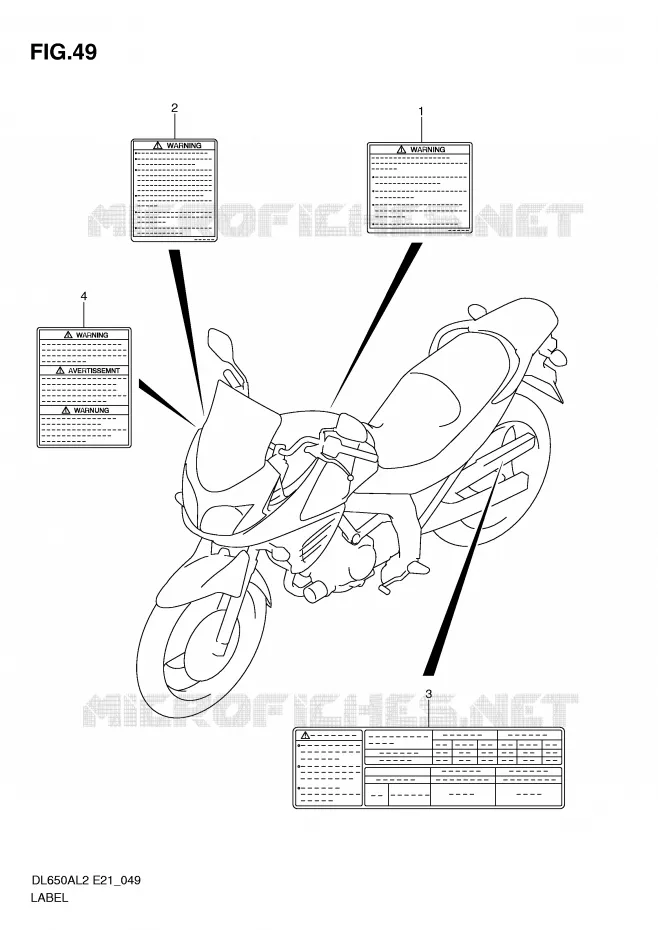 LABEL (DL650AL2 E21) Suzuki MOTO 650 V-STROM 2012  DL650AUEL2(E21)