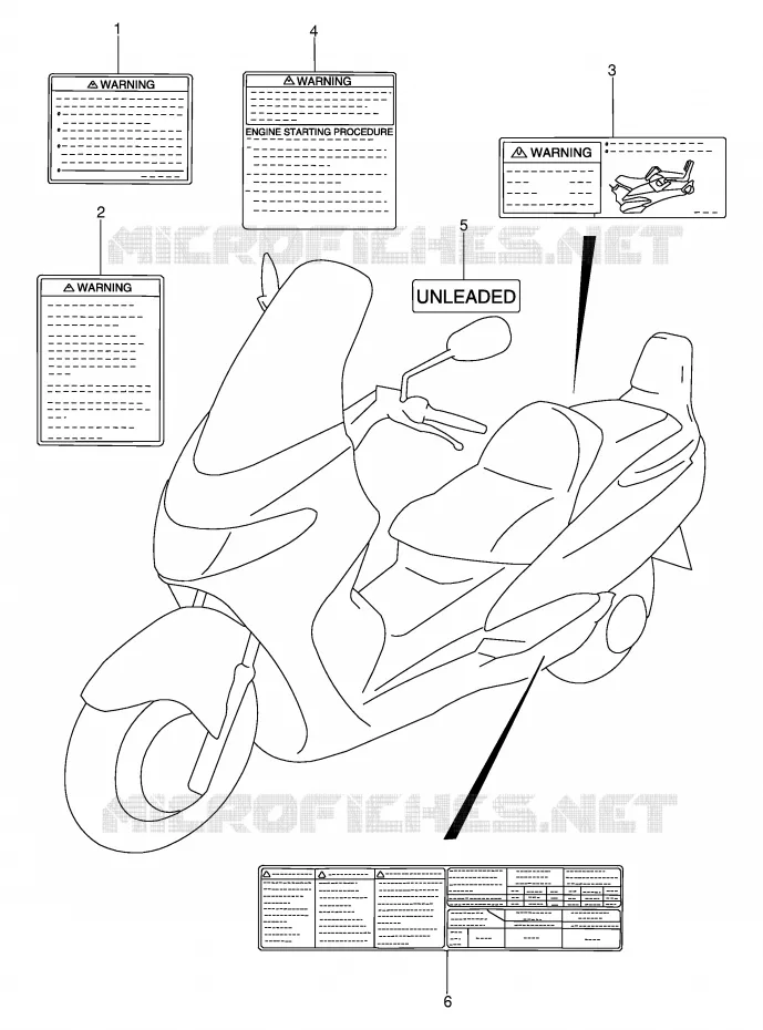 LABEL (MODEL K1/K2) Suzuki SCOOTER 400 BURGMAN 2002  AN400K2(E2)