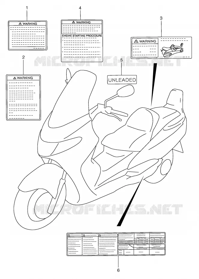 LABEL (MODEL W/X) Suzuki SCOOTER 250 BURGMAN 2000  AN250Y(E2)