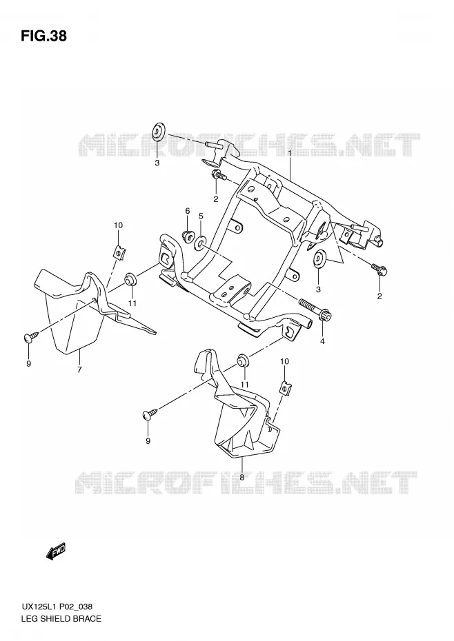LEG SHIELD BRACE Suzuki SCOOTER 125 SIXTEEN 2011  UX125L1(P02)