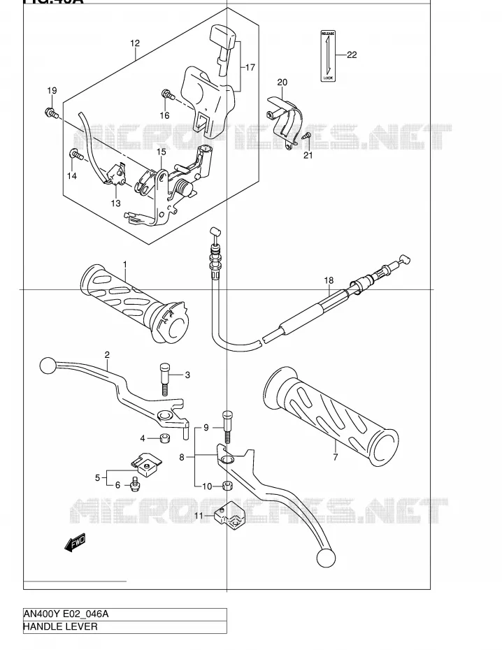 LEVERS - HANDGRIPS (MODEL K1/K2) Suzuki SCOOTER 400 BURGMAN 2002  AN400RK2(E2)