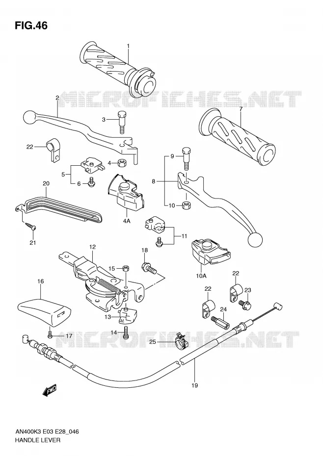 LEVERS - HANDGRIPS Suzuki SCOOTER 400 BURGMAN 2005  AN400SK5(E3/E28)