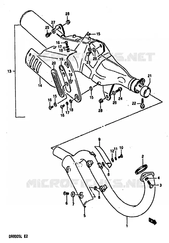 MUFFLER Suzuki MOTO 800 DR 1990  DR800SL(L)