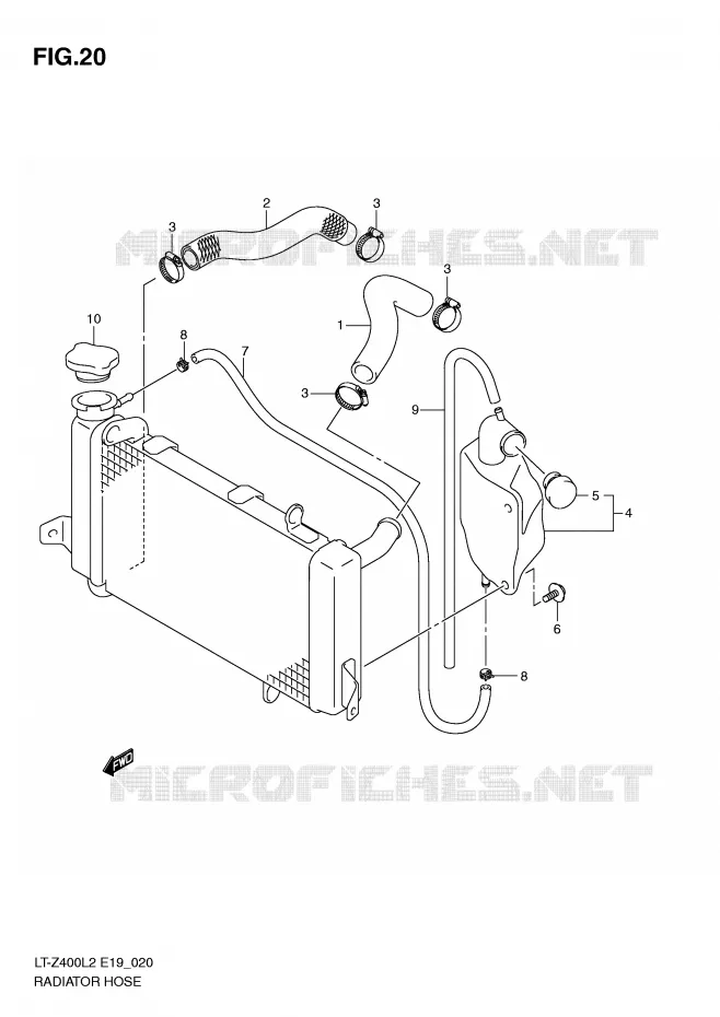 RADIATOR HOSE - EXPANSION TANK Suzuki QUAD 400 QUADSPORT 2012  LT-Z400L2(E19)