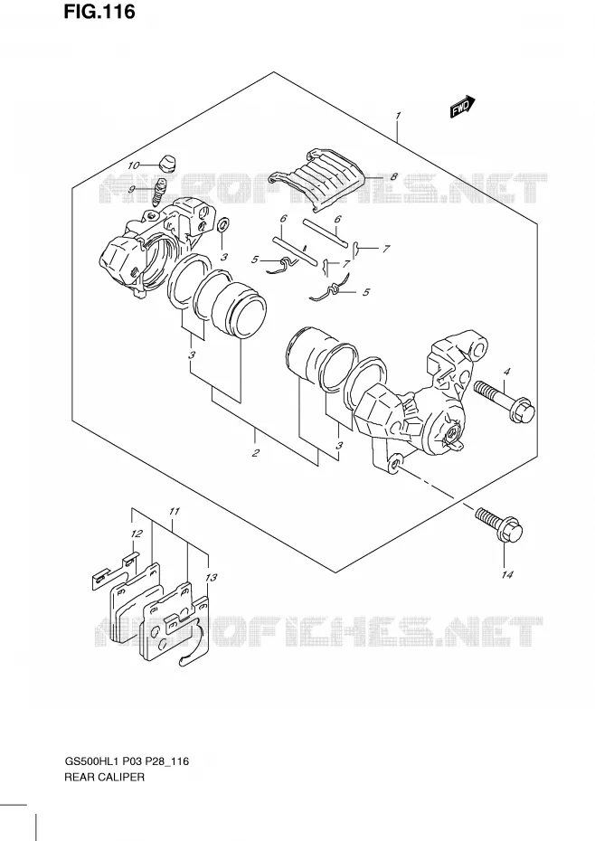 REAR CALIPER Suzuki MOTO 500 GS-E 2011  GS500HKL1(P3)