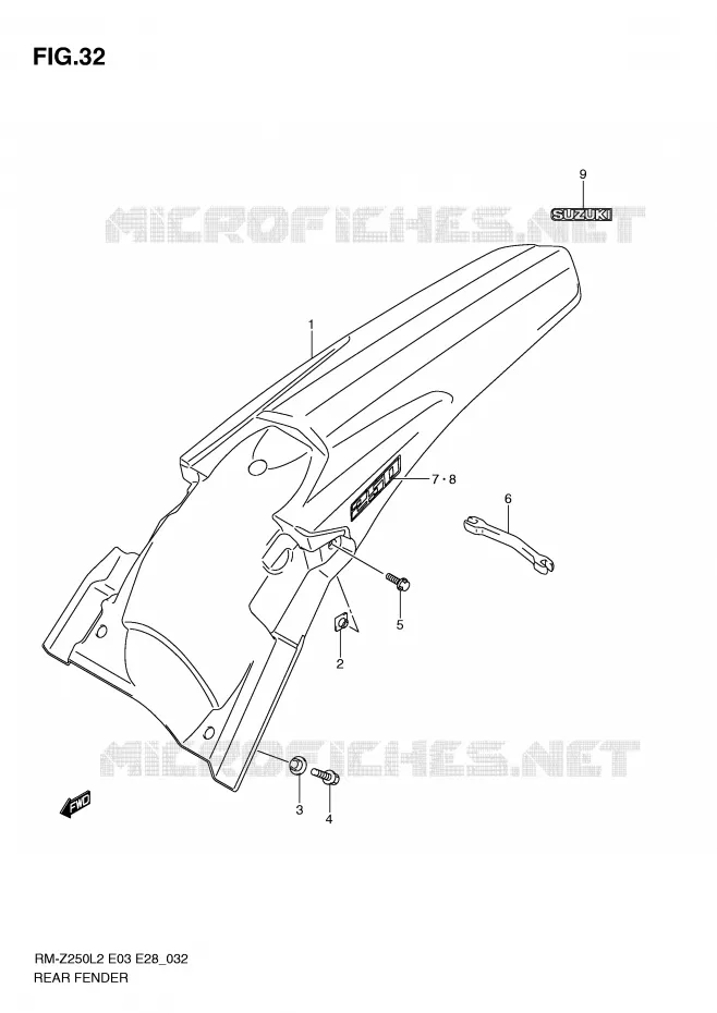 REAR FENDER Suzuki MOTO 250 RM-Z 2012  RM-Z250L2(E03)