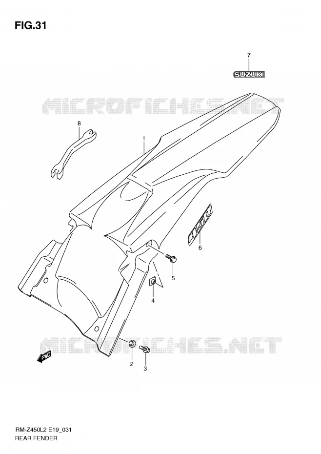 REAR FENDER Suzuki MOTO 450 RM-Z 2012  RM-Z450L2(E19)
