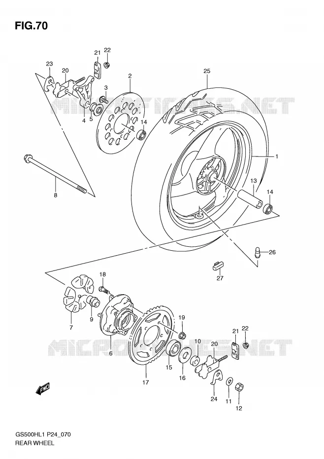 REAR WHEEL Suzuki MOTO 500 GS-F 2011  GS500FHL1(L1)