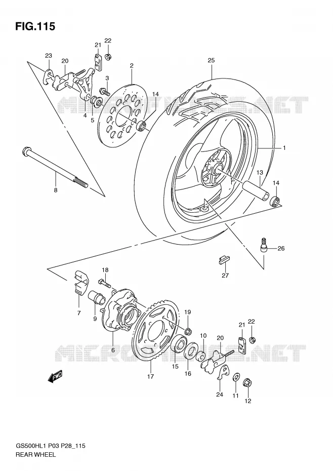 REAR WHEEL Suzuki MOTO 500 GS-F 2011  GS500FHL1(P3)