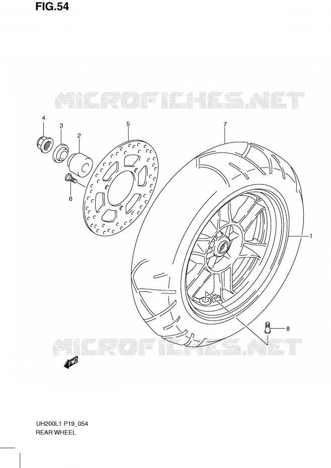 REAR WHEEL Suzuki SCOOTER 200 BURGMAN 2011  UH200GL1(P19)
