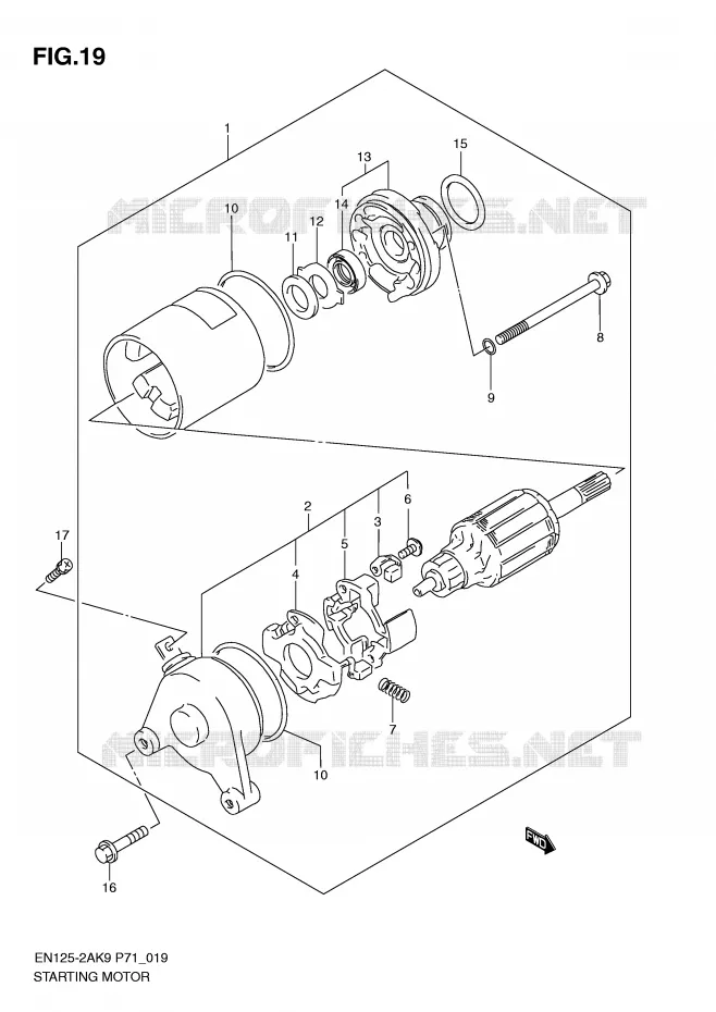 STARTER MOTOR (DAICHOKOU) Suzuki MOTO 125 EN 2009  EN125-2AK9(P71)