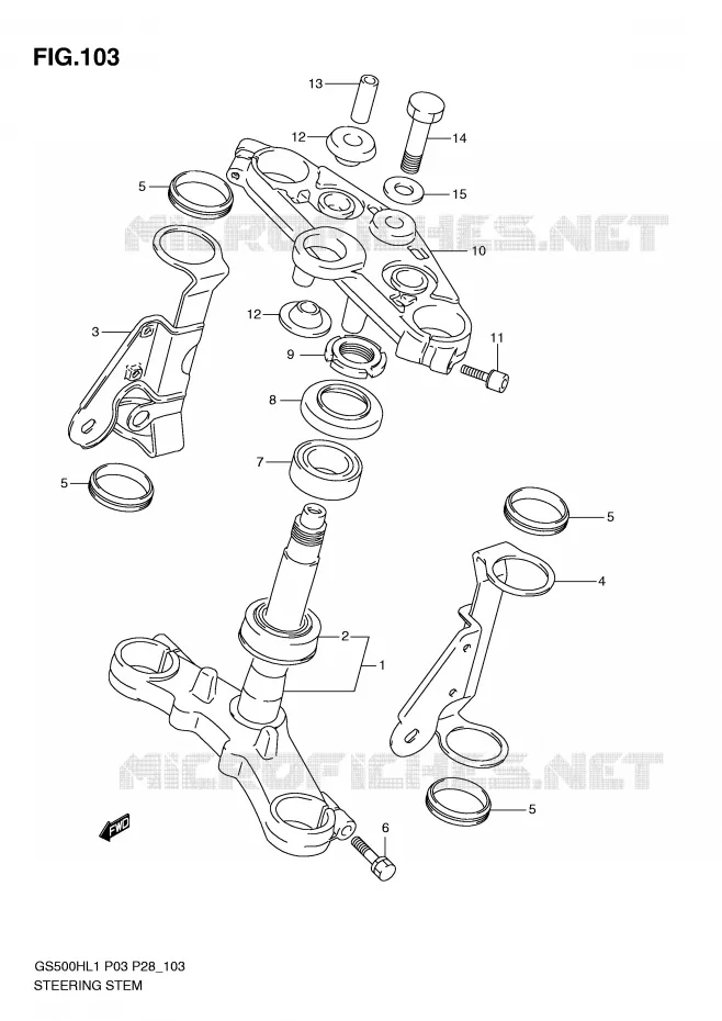 STEERING COLUMN (GS500H P28) Suzuki MOTO 500 GS-F 2011  GS500FHL1(P3)
