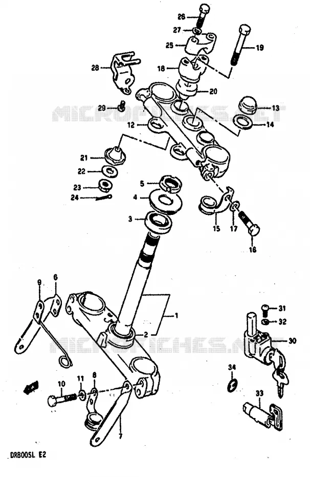 STEERING COLUMN Suzuki MOTO 800 DR 1990  DR800SL(L)