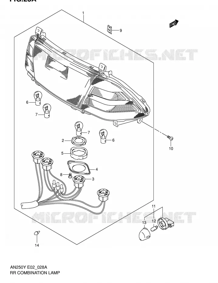 TAIL LIGHT (MODEL K1/K2) Suzuki SCOOTER 250 BURGMAN 2000  AN250RY(E2)