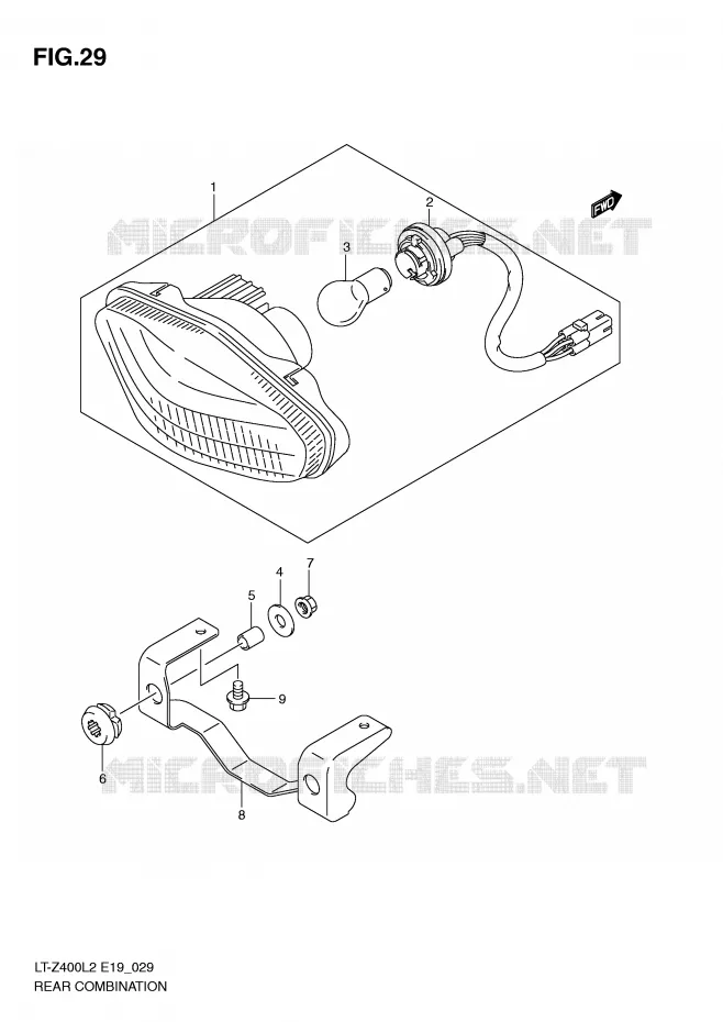 TAIL LIGHT Suzuki QUAD 400 QUADSPORT 2012  LT-Z400L2(E19)