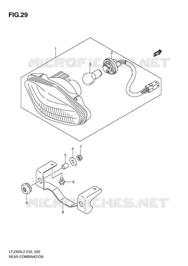 TAIL LIGHT Suzuki QUAD 400 QUADSPORT 2012  LT-Z400ZL2(E33)
