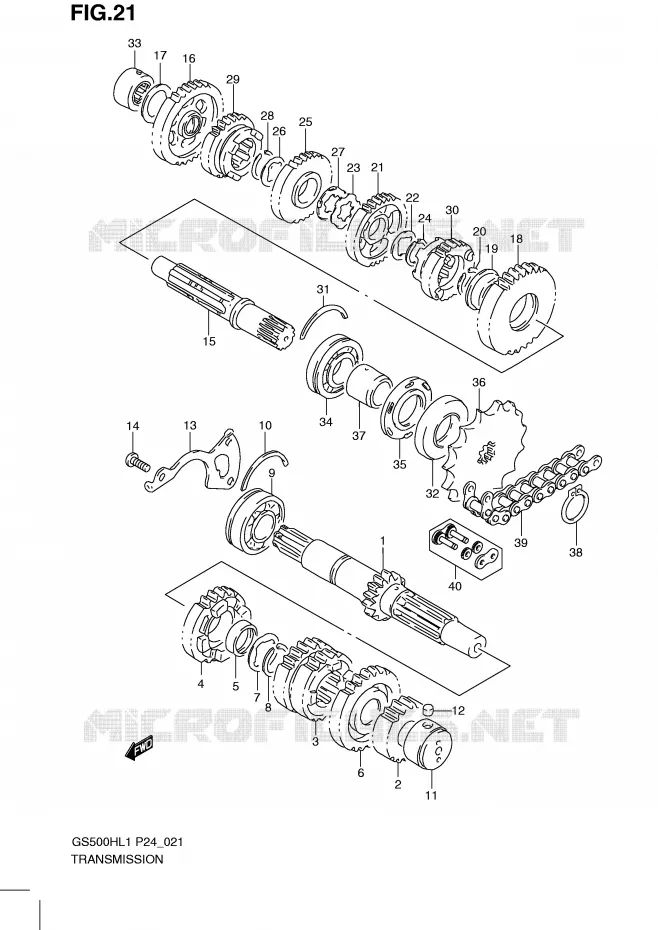 TRANSMISSION Suzuki MOTO 500 GS-F 2011  GS500FHL1(L1)