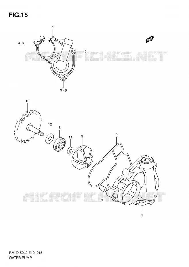 WATER PUMP Suzuki MOTO 450 RM-Z 2012  RM-Z450L2(E19)