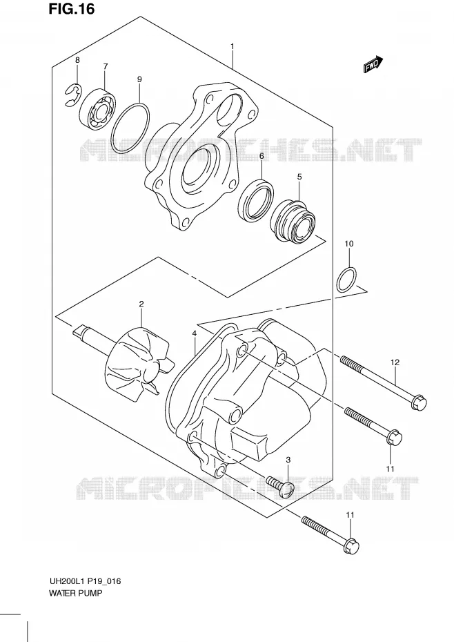 WATER PUMP Suzuki SCOOTER 200 BURGMAN 2011  UH200L1(P19)