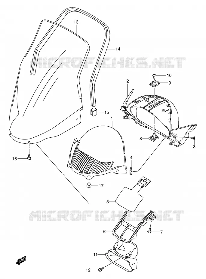WINDSCREEN (MODEL K1/K2) Suzuki SCOOTER 400 BURGMAN 2002  AN400K2(E2)