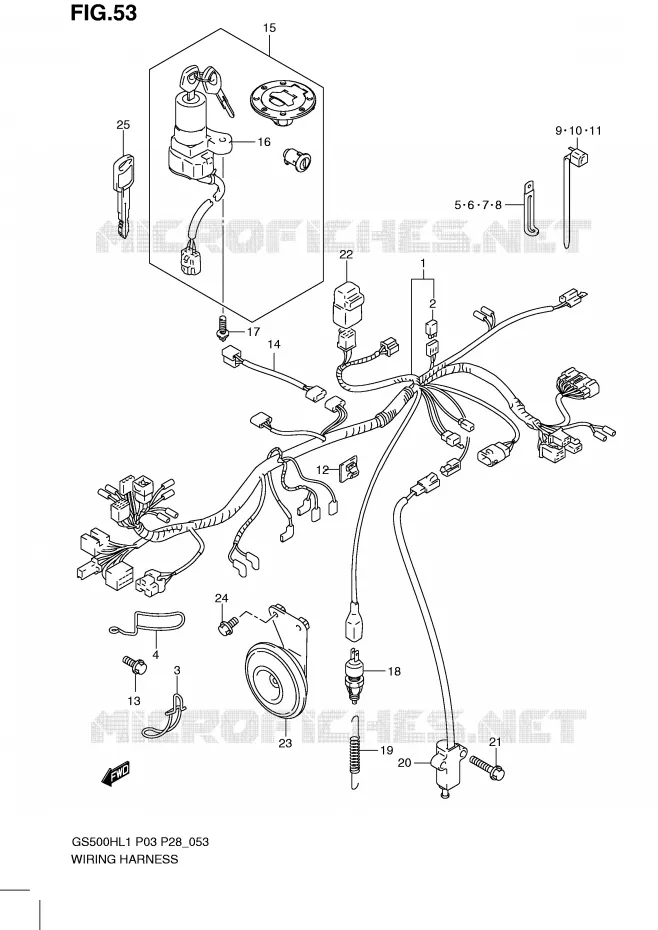 WIRING HARNESS (GS500H P28) Suzuki MOTO 500 GS-E 2011  GS500HKL1(P3)