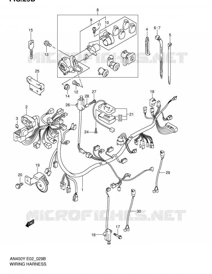 WIRING HARNESS (MODEL K1/K2) Suzuki SCOOTER 400 BURGMAN 2002  AN400K2(E2)
