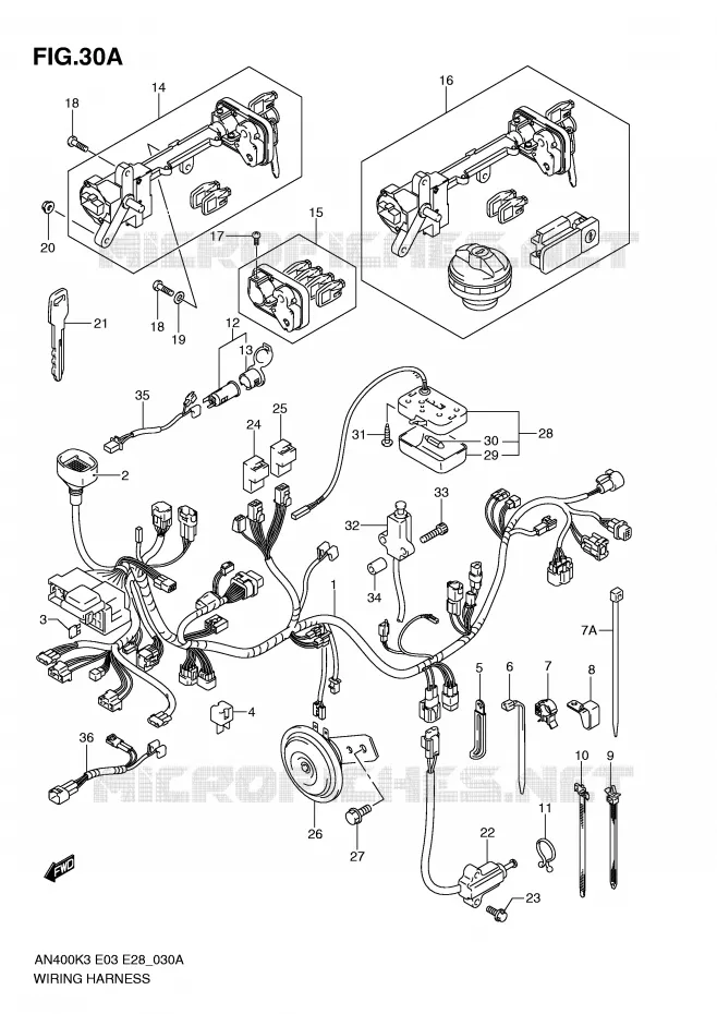WIRING HARNESS (MODEL K5/K6) Suzuki SCOOTER 400 BURGMAN 2004  AN400K4(E3/E28)