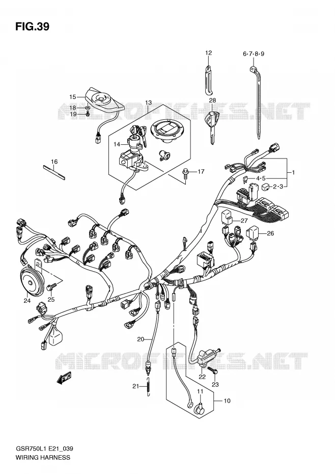 WIRING HARNESS Suzuki MOTO 750 GSR 2012  GSR750L1(E21)