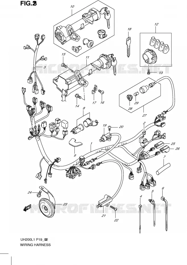 WIRING HARNESS Suzuki SCOOTER 200 BURGMAN 2011  UH200GL1(P19)