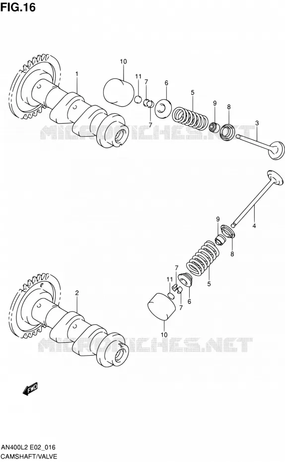 CAMSHAFT - VALVES Suzuki SCOOTER 400 BURGMAN 2012  AN400AL2(E19,E24)