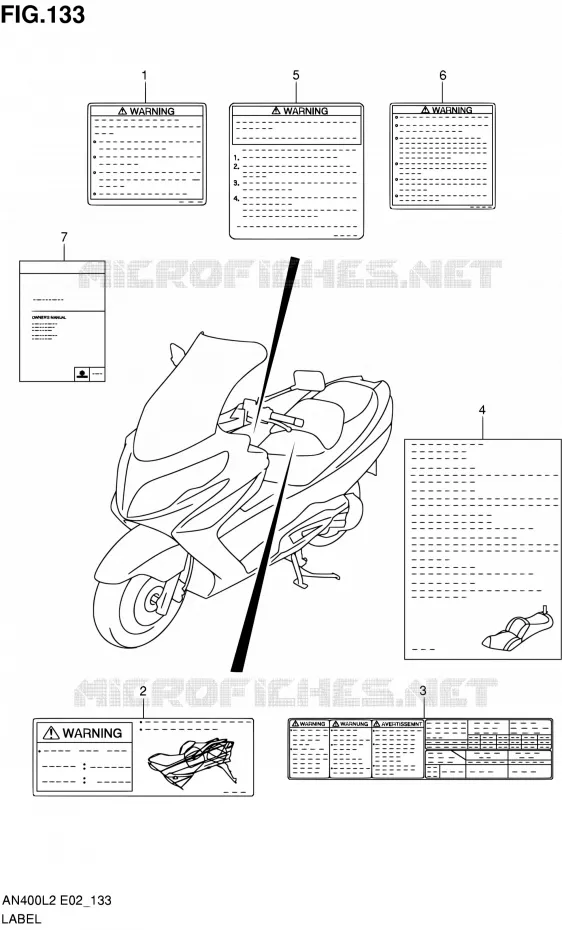 LABEL (AN400AL2 E24) Suzuki SCOOTER 400 BURGMAN 2012  AN400AL2(E19,E24)