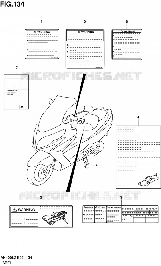 LABEL (AN400ZAL2 E02) Suzuki SCOOTER 400 BURGMAN 2012  AN400AL2(E19,E24)