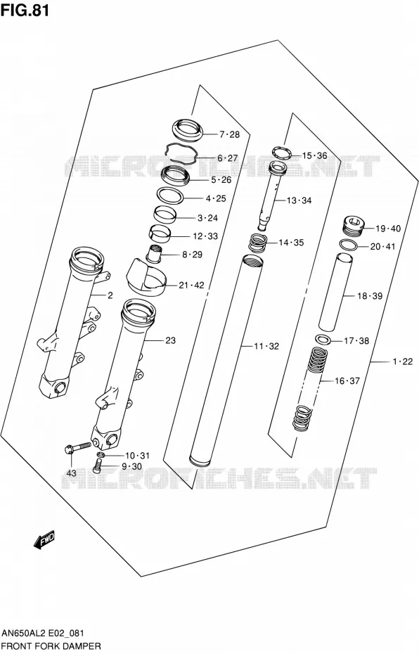 FRONT FORK Suzuki SCOOTER 650 BURGMAN 2012  AN650AL2(E02)