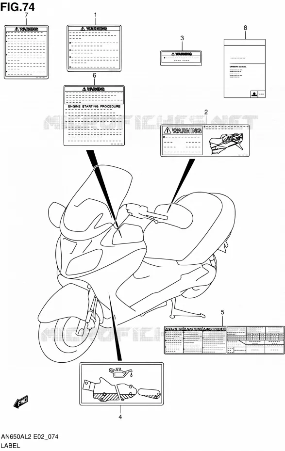 LABEL (AN650AL2 E19) Suzuki SCOOTER 650 BURGMAN 2012  AN650AL2(E02)