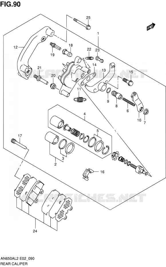 REAR CALIPER Suzuki SCOOTER 650 BURGMAN 2012  AN650AL2(E02)