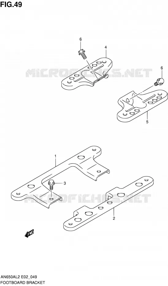 REAR FOOTRESTS Suzuki SCOOTER 650 BURGMAN 2012  AN650AL2(E02)