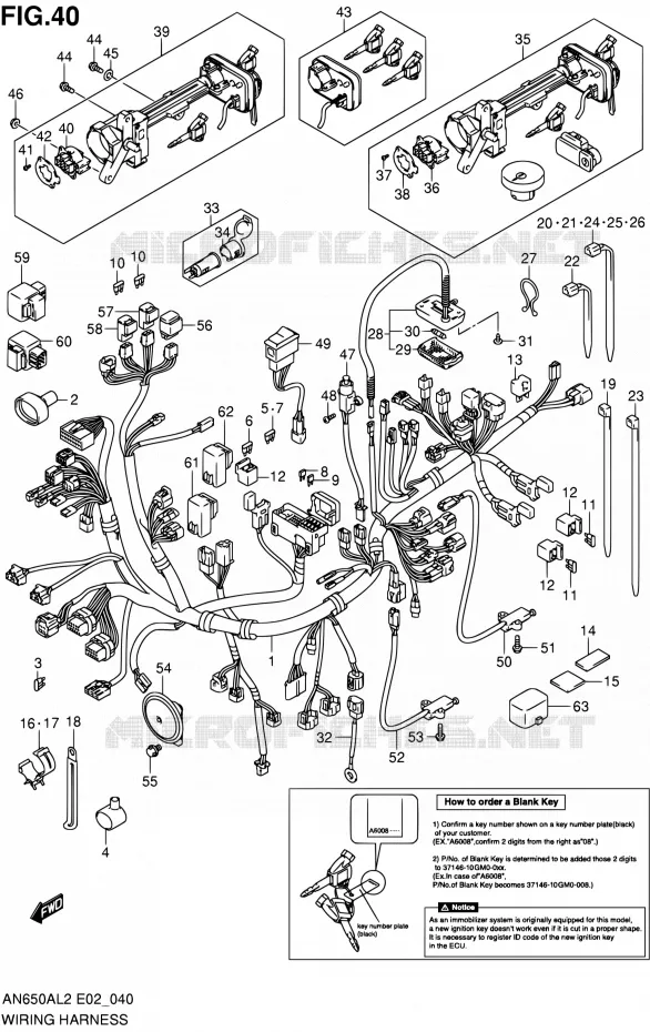 WIRING HARNESS (AN650AL2 E02) Suzuki SCOOTER 650 BURGMAN 2012  AN650AL2(E02)