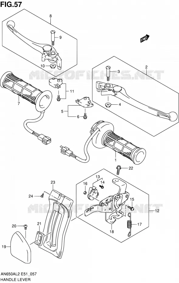 HANDGRIPS - LEVERS  Suzuki SCOOTER 650 BURGMAN 2012  AN650AL2(E51)