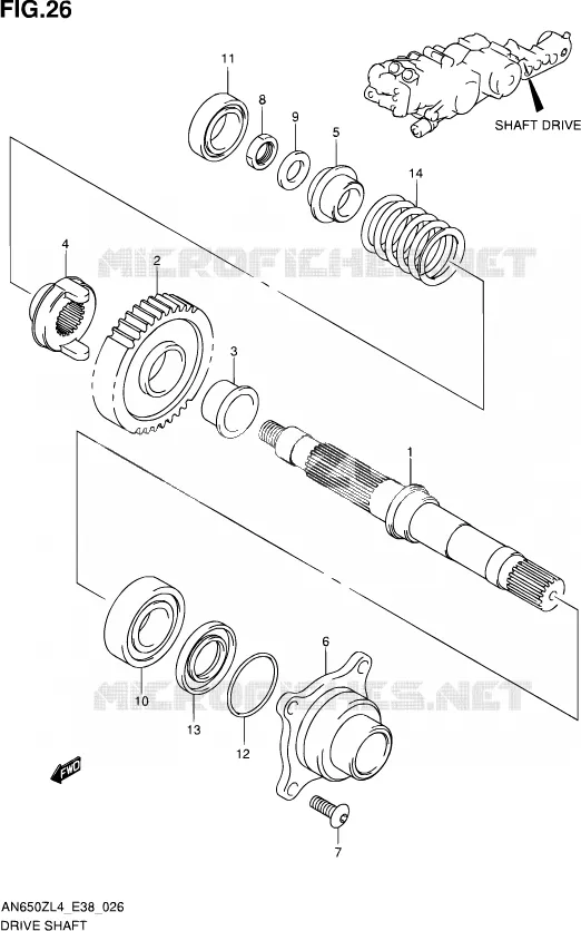 DRIVE SHAFT Suzuki SCOOTER 650 BURGMAN 2014  AN650Z L4 (E38)